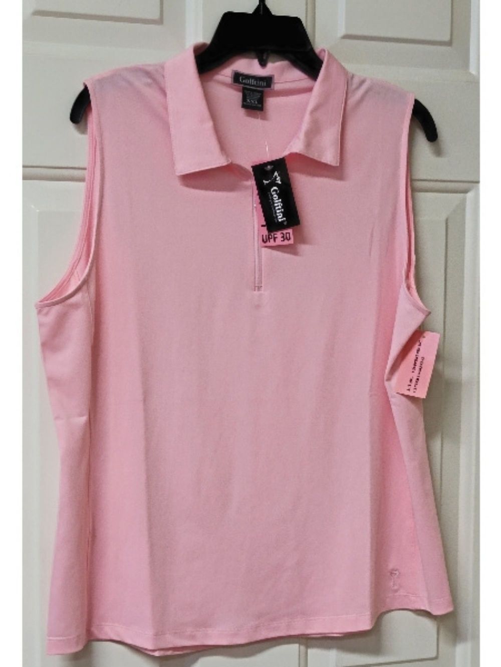 NEW Golftini Womens Sleeveless  Polo 1/4 Zip Shirt Top Rose Pink XXL UPF30 2xl